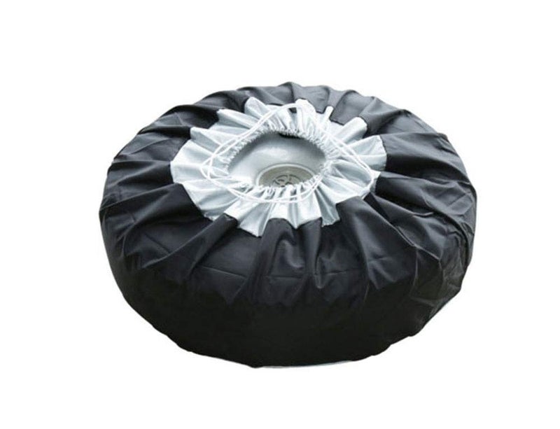 Comily Plus+ 4pcs/Set 210D Polyester Spare Tire Covers Storage Tote Bags with Handle Fit for 16"-18" Tyres in Diameter-Black/Silver - Image 4